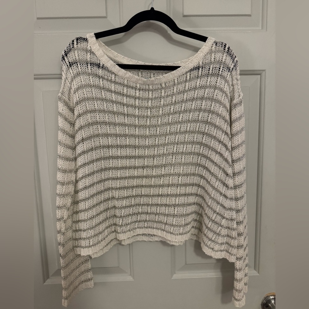 Alice + Olivia Designer Mesh Crew Neck Sweater size Large